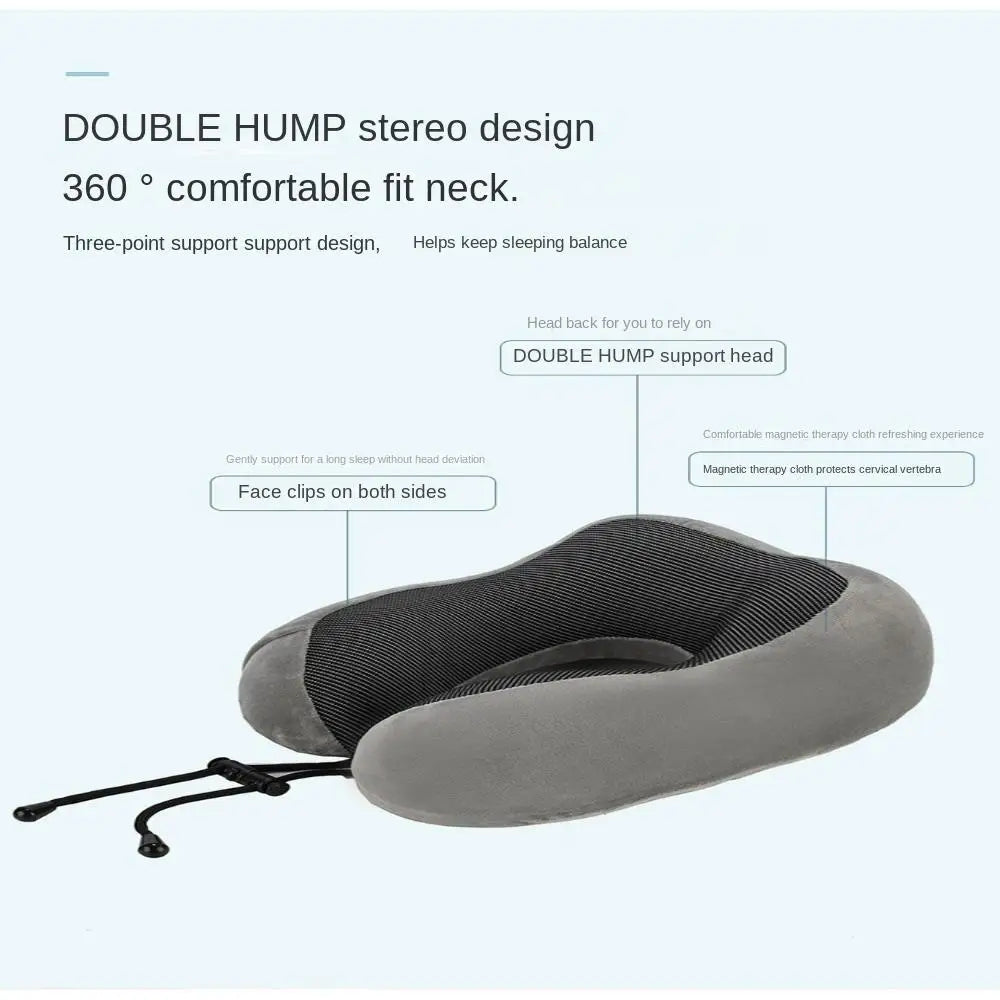 Memory Foam Travel Pillow Neck Support Cushion Without Carry Bag Ear Plugs Mask