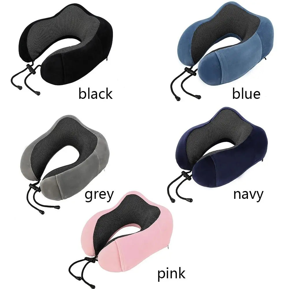 Memory Foam Travel Pillow Neck Support Cushion Without Carry Bag Ear Plugs Mask